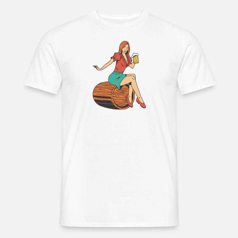 Frau Bierfass - Männer T-Shirt - Weiß
