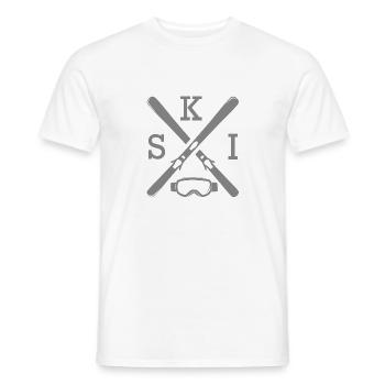 Ski Ski Ski ski ski skieur sports montagne après-ski - T-shirt homme - blanc - Devant - AI Model Male 178 dark (178cm)