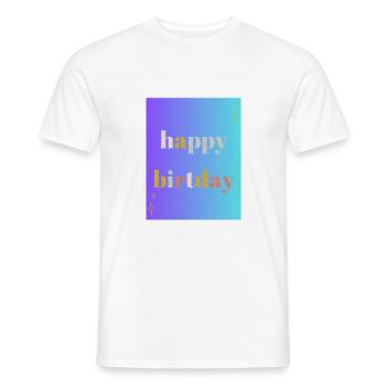 HAPPY BIRTHDAY. HAPPY BIRTHDAY. ANNIVERSARY. - Men's T-Shirt - white - Front - AI Model Male 178 dark (178cm)