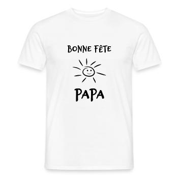 FÊTE DES PÈRES. BONNE FÊTE PAPA. PAPA. BONNE FÊTE - T-shirt homme - blanc - Devant - AI Model Male 178 dark (178cm)