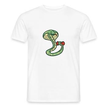 Bodybuilding snake fitness dumbbell funny - Men's T-Shirt - white - Front - AI Model Male 178 dark (178cm)