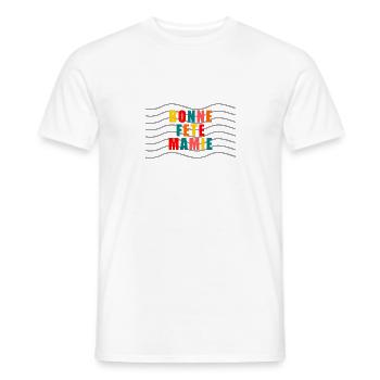 BONNE FÊTE. FÊTE DES MÈRES. FÊTE DES PÈRES. FÊTE - T-shirt homme - blanc - Devant - AI Model Male 178 dark (178cm)