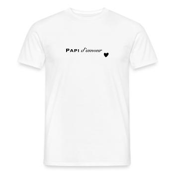 Papi d’amour - T-shirt homme - blanc - Devant - AI Model Male 178 dark (178cm)