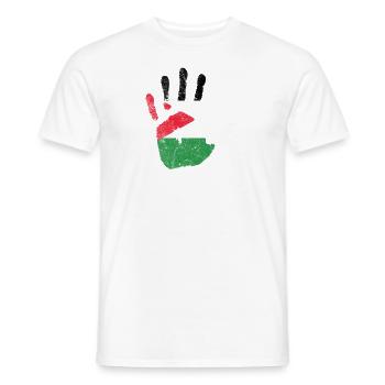 Palestine Flag Hand - Stand with Palestine - Men's T-Shirt - white - Front - AI Model Male 178 dark (178cm)