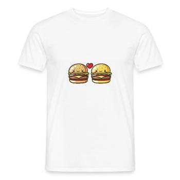 Burger Paar Liebe Herz Valentinstag - Männer T-Shirt - Weiß - Vorne - AI Model Male 178 dark (178cm)