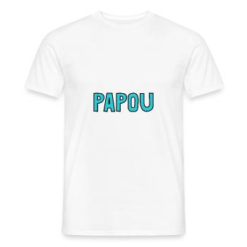 PAPOU. PAPA. FÊTE DES PÈRES. BONNE FÊTE PAPA - T-shirt homme - blanc - Devant - AI Model Male 178 dark (178cm)