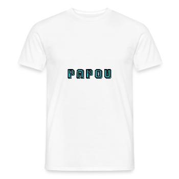 PAPOU. PAPA. FÊTE DES PÈRES. BONNE FÊTE PAPA - T-shirt homme - blanc - Devant - AI Model Male 178 dark (178cm)