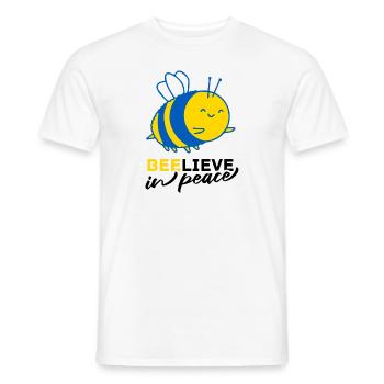 Loving Ukraine Beelieve in Peace Gift - Men's T-Shirt - white - Front - AI Model Male 178 dark (178cm)
