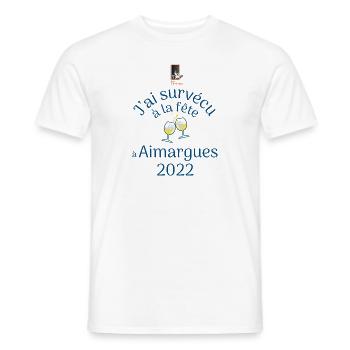 J ai survécu à la fête à Aimargues - T-shirt homme - blanc - Devant - AI Model Male 178 dark (178cm)