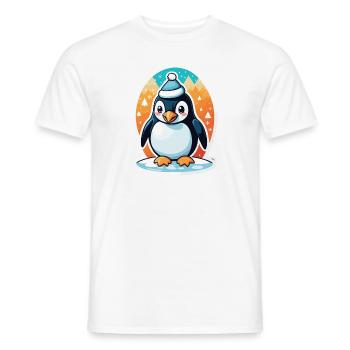 Illustration de Noël pingouin - T-shirt homme - blanc - Devant - AI Model Male 178 dark (178cm)