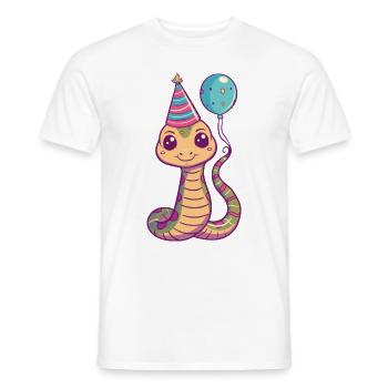 Snake Cobra Birthday Comic - Men's T-Shirt - white - Front - AI Model Male 178 dark (178cm)