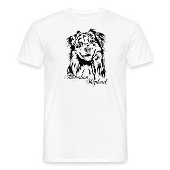 Australian Shepherd Aussie Portrait Dogs Wilsigns - Men's T-Shirt - white - Front - AI Model Male 178 dark (178cm)