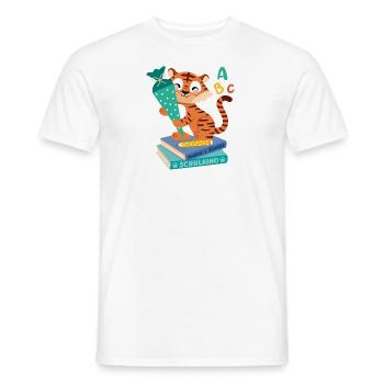Tiger mit Schultüte auf Bücherstapel - Männer T-Shirt - Weiß - Vorne - AI Model Male 178 dark (178cm)