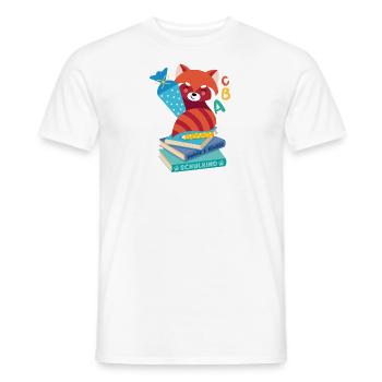 roter Panda mit Schultüte auf Bücherstapel - Männer T-Shirt - Weiß - Vorne - AI Model Male 178 dark (178cm)