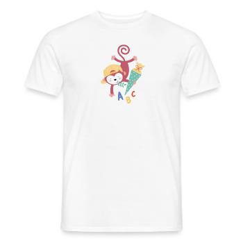 Monkey with school cone school enrollment - Men's T-Shirt - white - Front - AI Model Male 178 dark (178cm)