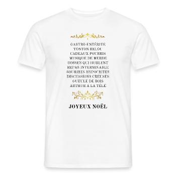 Menu de noël – Joyeux Noël - Humour noir - T-shirt homme - blanc - Devant - AI Model Male 178 dark (178cm)
