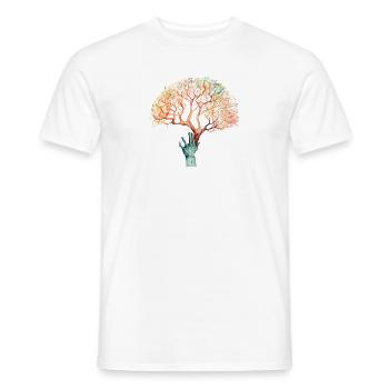 Tree Grows From Hand Watercolor Design 2 - Men's T-Shirt - white - Front - AI Model Male 178 dark (178cm)