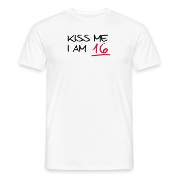 kiss me i am 16 birthday (uk) - Men's T-Shirt - white - Front - AI Model Male 178 dark (178cm)