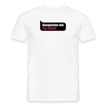 Gasspeicher voll Gas gefüllt lustiger Furz Spruch - Männer T-Shirt - Weiß - Vorne - AI Model Male 178 dark (178cm)