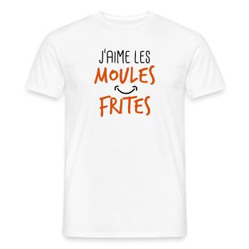 J'aime les moules frites - T-shirt homme - blanc - Devant - AI Model Male 178 dark (178cm)