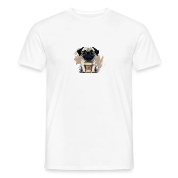 Carlin élégant et amour du café - T-shirt homme - blanc - Devant - AI Model Male 178 dark (178cm)
