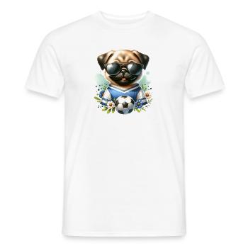 Niedlicher Mops Hund Fußballspieler - Männer T-Shirt - Weiß - Vorne - AI Model Male 178 dark (178cm)