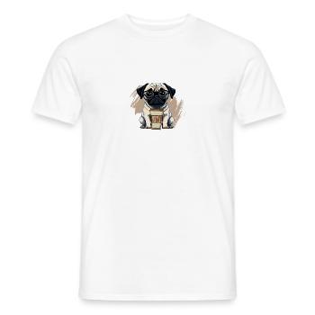 Des carlins et du café, c’est tout ce que je veux tous les jours - T-shirt homme - blanc - Devant - AI Model Male 178 dark (178cm)