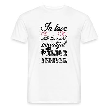 In love - Police Polizei, Liebe, Sprüche, Geschenk - Men's T-Shirt - white - Front - AI Model Male 178 dark (178cm)