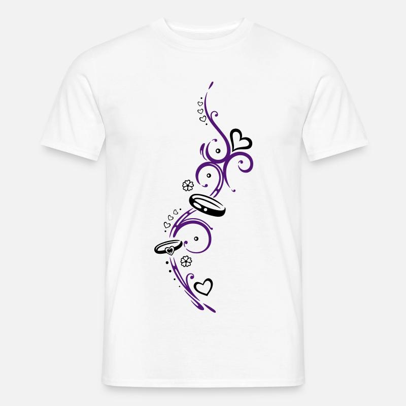 Eheringe, Hochzeit, Ehe, zwei Ringe - Männer T-Shirt - Weiß