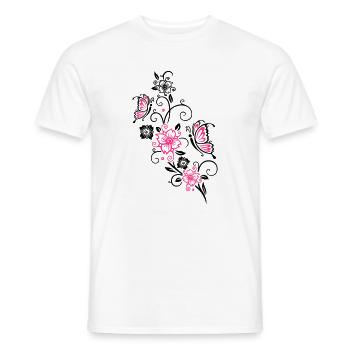 Cherry blossoms with butterflies - Men's T-Shirt - white - Front - AI Model Male 178 dark (178cm)