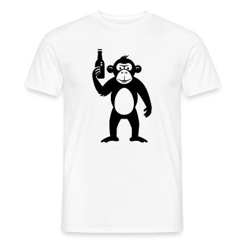 Monkey with beer bottle - Men's T-Shirt - white - Front - AI Model Male 178 dark (178cm)