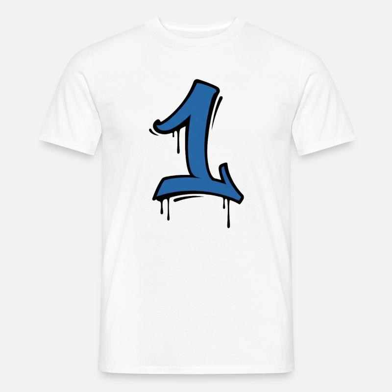 Graffiti Eins Neonblau - Männer T-Shirt - Weiß