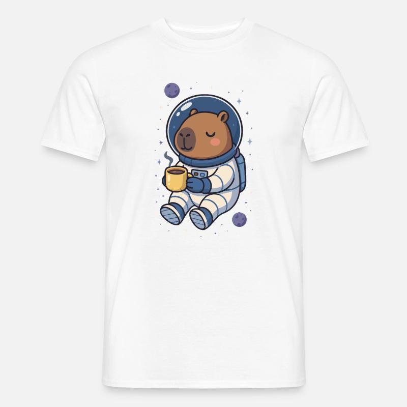 Capybara Astronaute – Café dans l’espace ☕🪐 - T-shirt homme - blanc