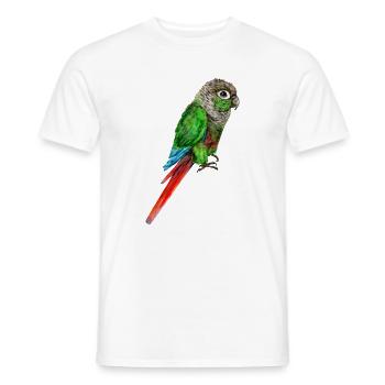 Aquarelle d’une perruche aux joues vertes - T-shirt homme - blanc - Devant - AI Model Male 178 dark (178cm)