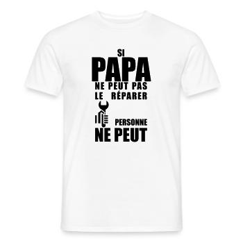Papa répare  - T-shirt homme - blanc - Devant - AI Model Male 178 dark (178cm)