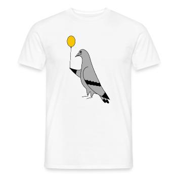 Pigeon with Balloon – Urban Minimal Art - Men's T-Shirt - white - Front - AI Model Male 178 dark (178cm)