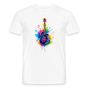 Colorful Guitar – Music Graffiti Art - Men's T-Shirt - white - Front - AI Model Male 178 dark (178cm)