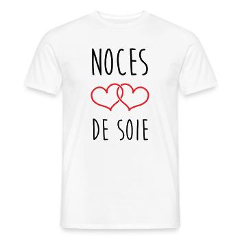 Noces de Soie 12 ans de mariage - T-shirt homme - blanc - Devant - AI Model Male 178 dark (178cm)