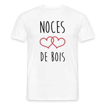 Holz-Hochzeitstag – 5 Jahre Ehe - Männer T-Shirt - Weiß - Vorne - AI Model Male 178 dark (178cm)