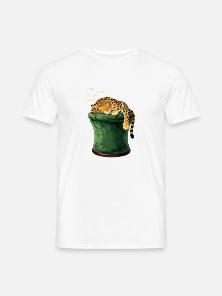 Schlafender Leopard auf Zylinderhut - Männer T-Shirt - Weiß