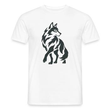 Loup géométrique – Silhouette - T-shirt homme - blanc - Devant - AI Model Male 178 dark (178cm)