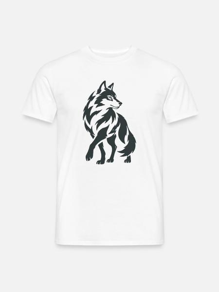 Geometrischer Wolf – Silhouette - Männer T-Shirt - Weiß