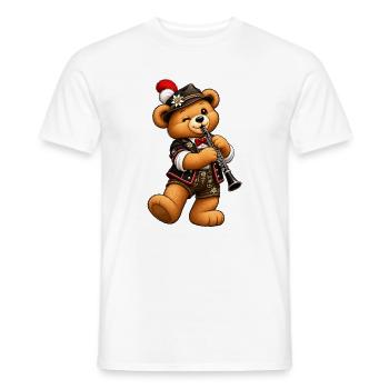 Klarinetten Bär – Blasmusik & Musikverein - Männer T-Shirt - Weiß - Vorne - AI Model Male 178 dark (178cm)