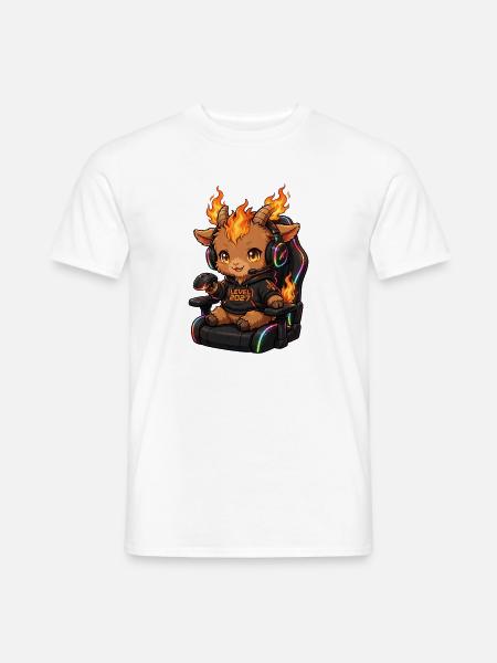 Kawaii Gamer Girl Fire Goat Shirt | Pink Headset - Männer T-Shirt - Weiß