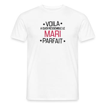 Marriage Wedding Husband Mari Love Mariage Ehemann - Men's T-Shirt - white - Front - AI Model Male 178 dark (178cm)