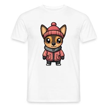 Pinscher Chien Hiver - T-shirt homme - blanc - Devant - AI Model Male 178 dark (178cm)