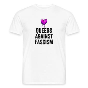 Queers against fascism - Männer T-Shirt - Weiß - Vorne - AI Model Male 178 dark (178cm)