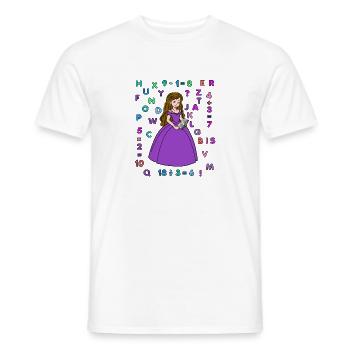Princesse avec livre, alphabet chiffres école débutant - T-shirt homme - blanc - Devant - AI Model Male 178 dark (178cm)