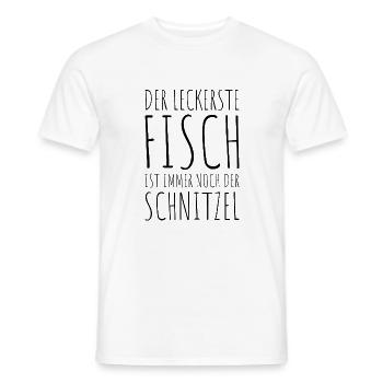DER LECKERSTE FISCH IST IMMER NOCH DER SCHNITZEL - Männer T-Shirt - Weiß - Vorne - AI Model Male 178 dark (178cm)
