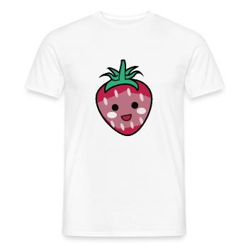 Idée cadeau Fraise avec visage sourire - T-shirt homme - blanc - Devant - AI Model Male 178 dark (178cm)